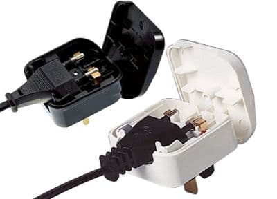 Euro Europe to UK Plug Converter 2 to 3 Pins 5A Fused BLACK Adapter BS5733