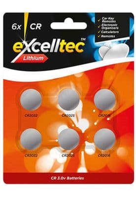 Excelltec 6 Coin Batteries CR2032 CR2025 CR2016 FREE POSTAGE