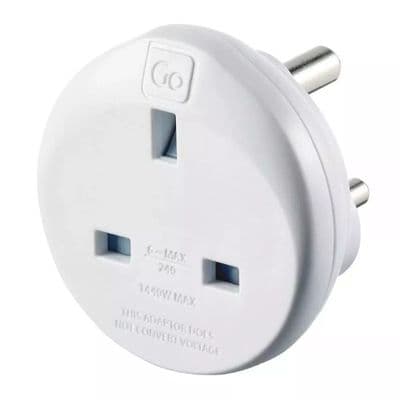 Go Travel UK to India Earthed Compact Travel Power Adaptor Convertor