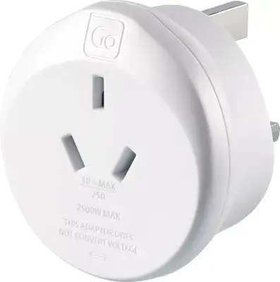 Go Travel UK Visitor Australian New Zealand to UK Adapter Plug Earthed