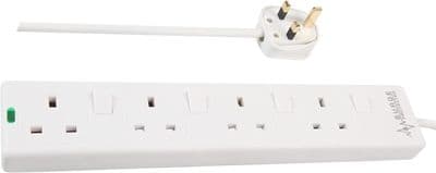 ShaniTech 4 Gang Way, 0.5m Metre, 13A, Surge Protected, Individually Switched, Mains Power Extension