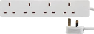 ShaniTech 4 Gang Way, 10M Metre Power Cable, Extension Lead, White