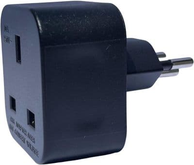 ShaniTech Adaptor Earthed UK to Swiss Switzerland, Rwanda, Liechtenstein Travel Adapter Plug, Black