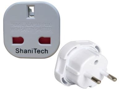 ShaniTech Pack Of 2 UK To Europe Euro Travel Adaptor Suitable For France, Germany, Spain, Egypt