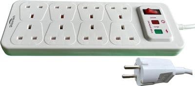 ShaniTech Travel Adaptor Extension Lead 8 Way 1M Surge Protected UK to Europe Belgium Denmark Egypt