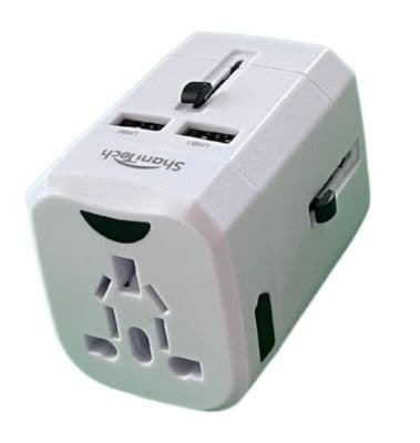 ShaniTech Worldwide Travel Adaptor plug with 2 USB Ports Fused  Adapter