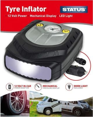 STATUS 12V Tyre Inflator 12V Air Compressor Work Light