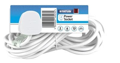 Status Extension Lead 2 Gang Way 6M Metre - White