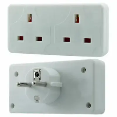 Status Travel Adaptor UK 2 Gang Way to Europe Adapter Plug