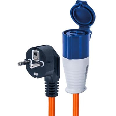 Status UK to European Plug Adaptor, 16A Site Socket, 20cm, IP44 Weatherproof