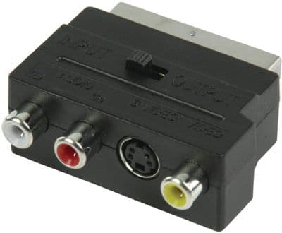 Switchable Adaptor Scart Male to 3x RCA Female S VHS Socket AV Adapter