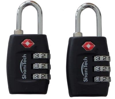 UK Pack of 2 TSA 3 Digit Combination Travel Suitcase Luggage Bag Code Lock - Black