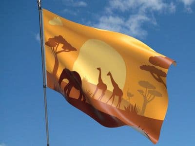 African Animals Silhouette Flag 5ft x 3ft