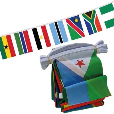 African Country Mixed Bunting 16m - 53 Flags