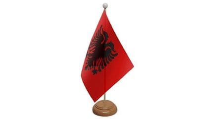 Albania Table Flag - Wood