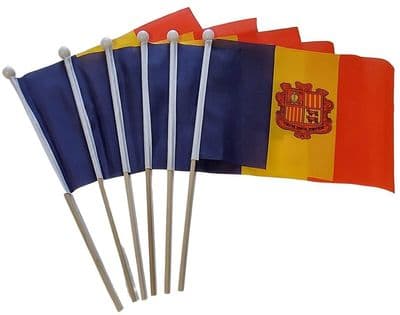 Andorra Hand Flag - 6 Pack