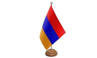 Armenia Table Flag - Wood