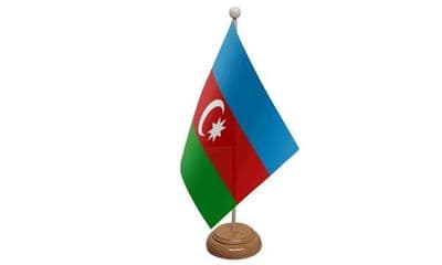 Azerbaijan Wooden Table Flag
