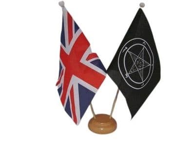 Baphomet Church of Satan Friendship Table Flag - Wood