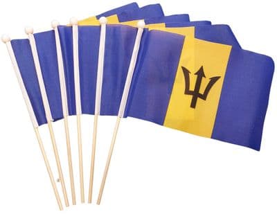 Barbados Hand Flag - 6 Pack