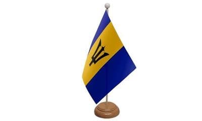 Barbados Table Flag - Wood
