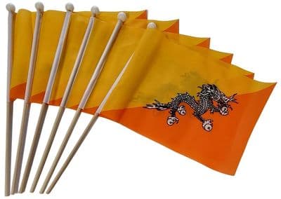 Bhutan Hand Flag - 6 Pack