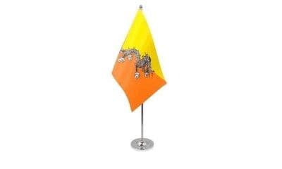 Bhutan Satin Table Flag