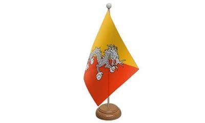 Bhutan Table Flag - Wood