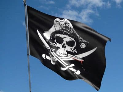 Black Skull With Cross Sabres Pirate Flag - 5ft x 3ft | Standard Polyester