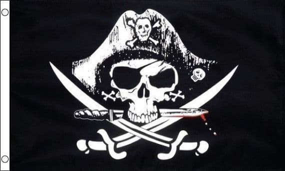 Black Skull & Cross Sabres Pirate Flag Small | NWFlags
