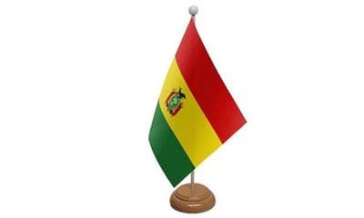 Bolivia Table Flag - Wood
