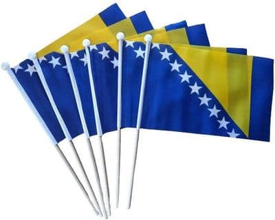 Bosnia & Herzegovina Hand Flag - 6 Pack