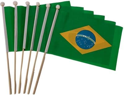 Brazil Hand Flag - 6 Pack