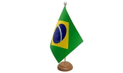 Brazil Wooden Table Flag
