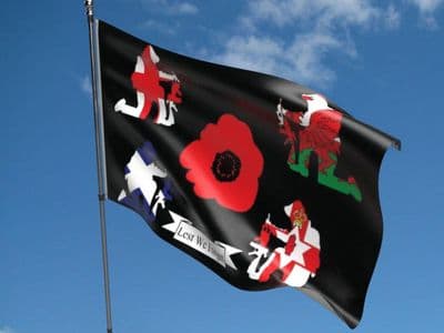 Britain Remembers Flag 5ft x 3ft Kneeling Soldiers