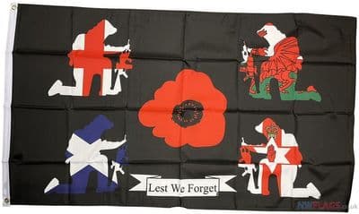Britain Remembers Flag - 5ft x 3ft | Standard Polyester Kneeling Soldiers