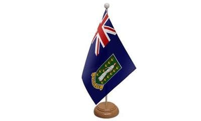 British Virgin Isles Wooden Table Flag