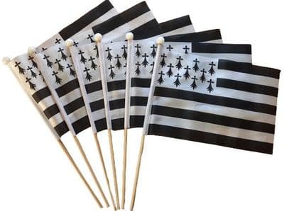Brittany Hand Flag - 6 Pack