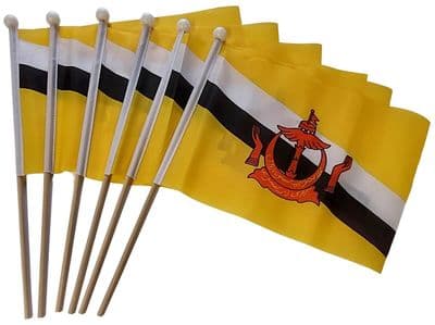 Brunei Hand Flag - 6 Pack