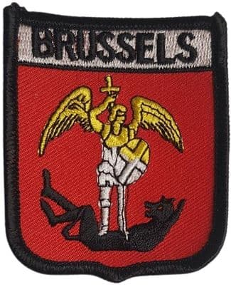 Brussels on Shield Embroidered Sew on patch