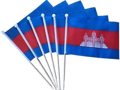 Cambodia Hand Flag - 6 Pack