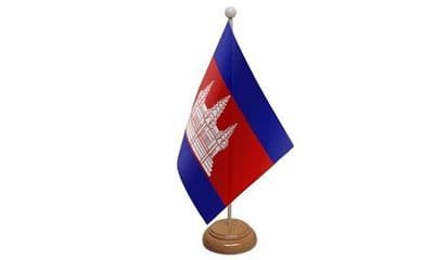 Cambodia Wooden Table Flag