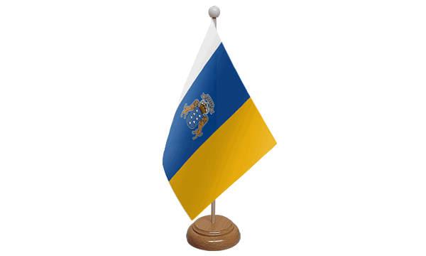 Canary Islands Wooden Table Flag