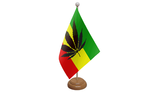 Cannabis Reggae Table Flag - Wood