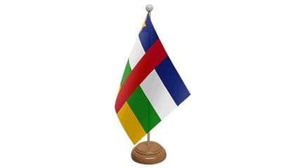 Central African Republic Table Flag - Wood