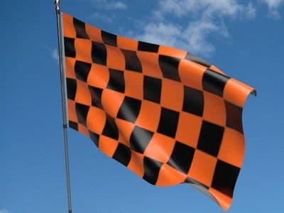 Checkered 5ft x 3ft Tangerine and Black Flag