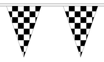 Checkered Bunting Black and White Triangle (5m) - 12 Flags