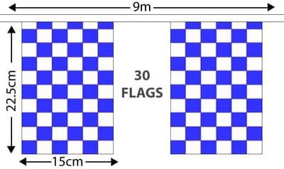 Checkered Bunting Blue and White 9m