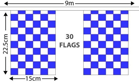Checkered Bunting Blue & White 9m | Buy Checkered Bunting | NWFlags