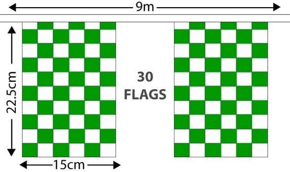 Checkered Bunting Green & White 9m | Buy Checkered Bunting | NWFlags